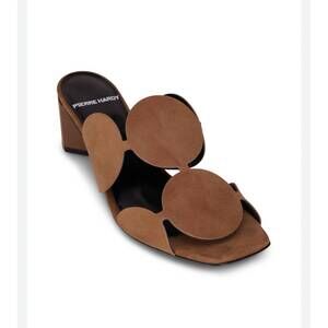 NEW PIERRE HARDY women's bulles mules in suede calf rust